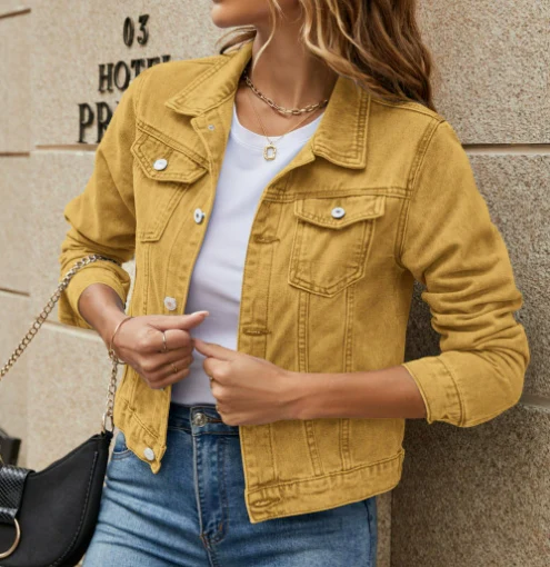Veste Courte Élégante en Jean Femme – Boutonnée Style Décontracté Quotidien - Image 7