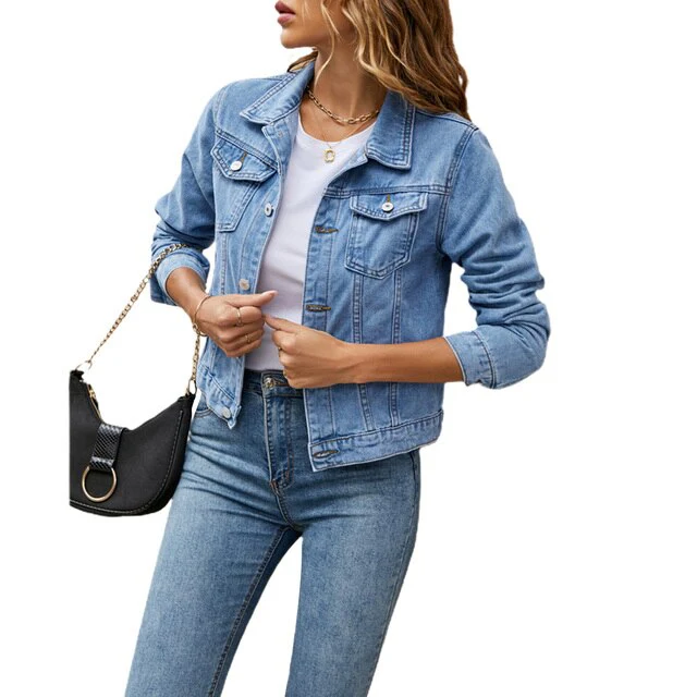 Veste Courte en Jean Élégante pour Femme – Manteau Trucker Décontracté - Image 3