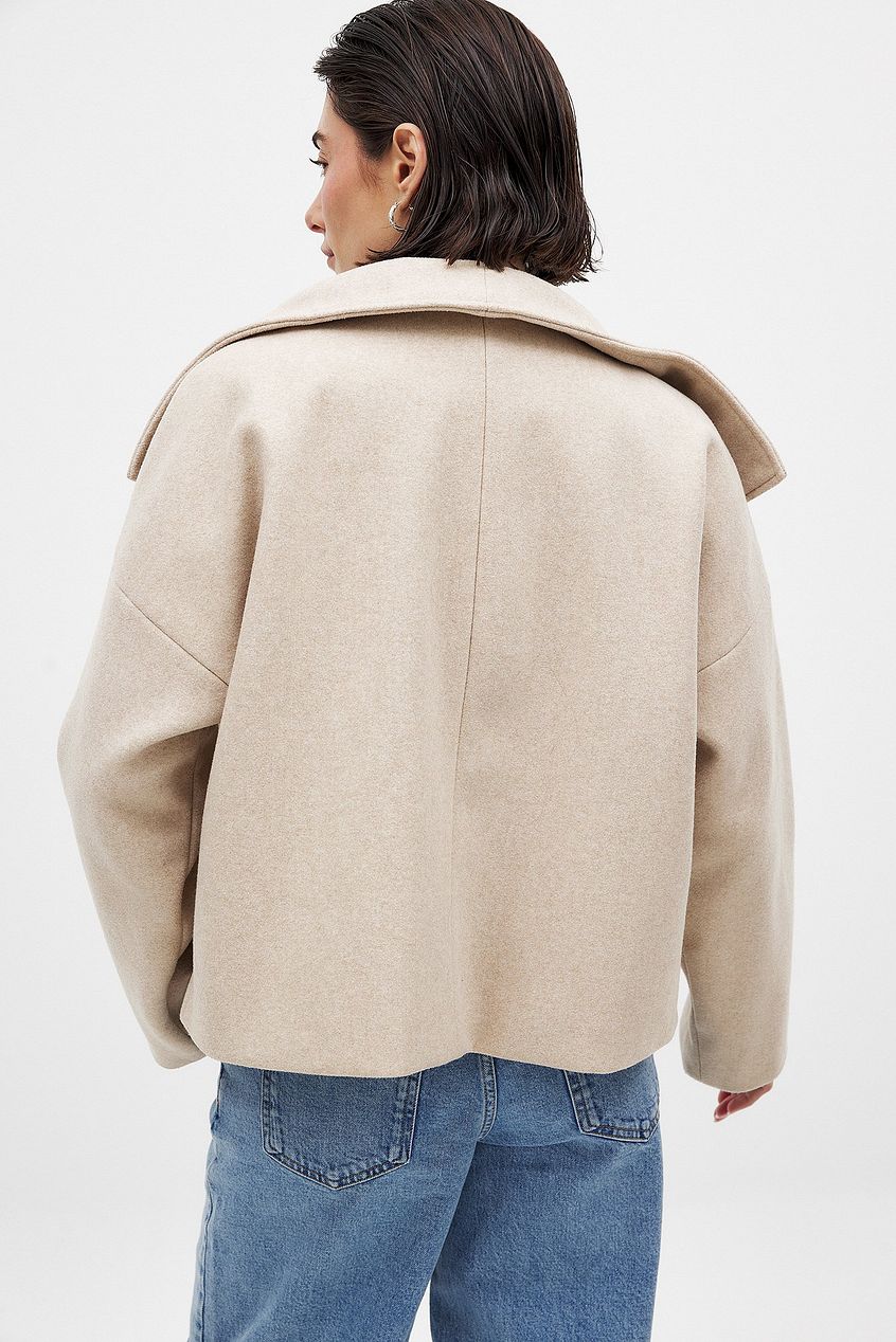 Veste Courte Femme en Laine à Double Boutonnage – Manteau Gris Élégant et Chaud - Image 4
