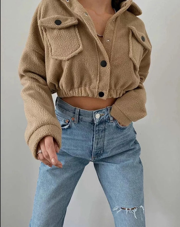 Veste Courte Hivernale Décontractée Femme avec Fermeture à Boutons - Image 2