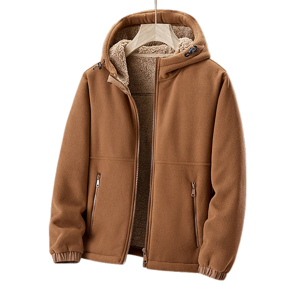 Veste d’Hiver en Polaire Premium pour Homme – Capuche et Poches à Fermeture Éclair