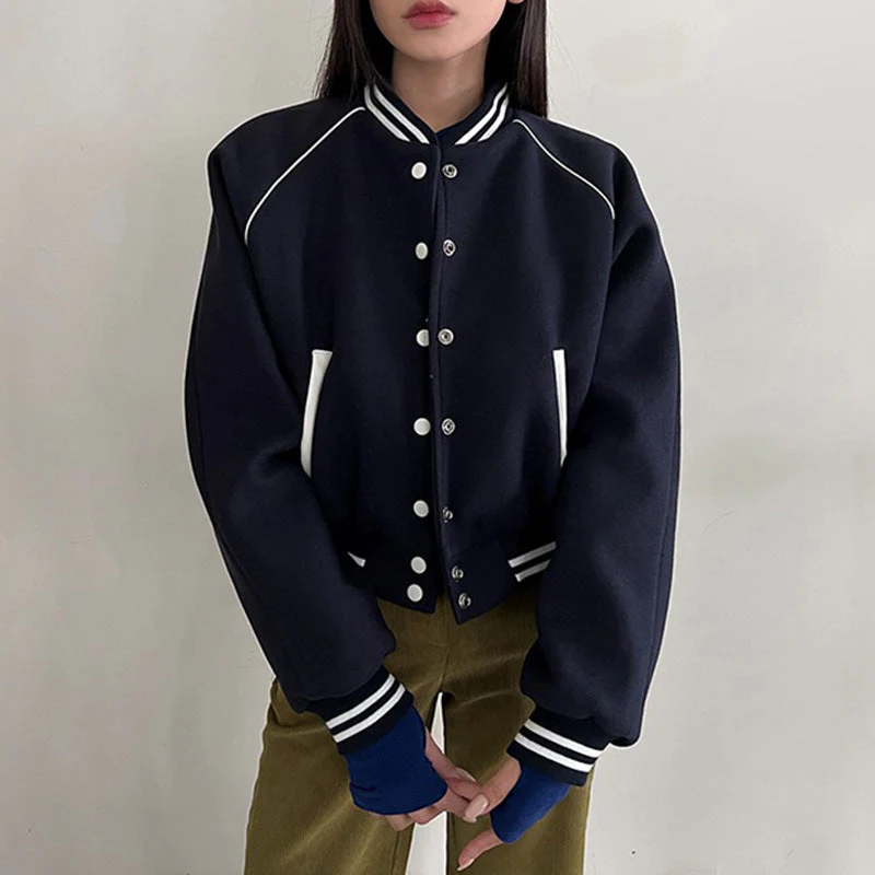 Veste de Baseball Patchwork Contrastée pour Femme | Idéale pour l’Automne et l’Hiver - Image 2