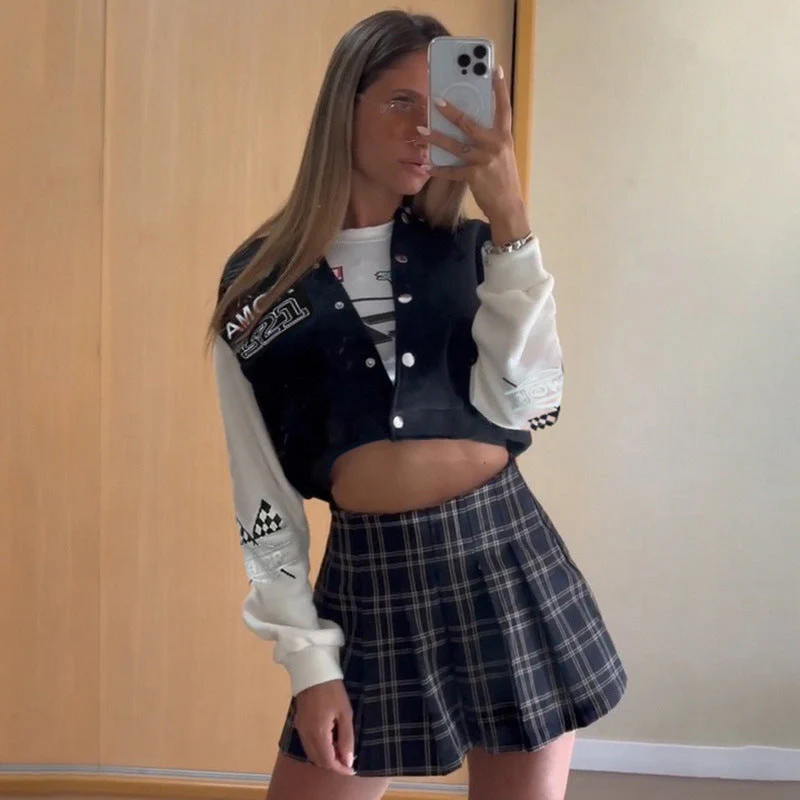 Veste de Baseball Patchwork Contrastée pour Femme | Idéale pour l’Automne et l’Hiver - Image 6