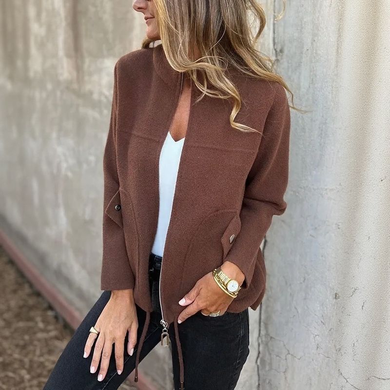Veste d'Hiver à Col Haut pour Femme – Vêtements d'extérieur Élégant Fermeture Éclair - Image 7