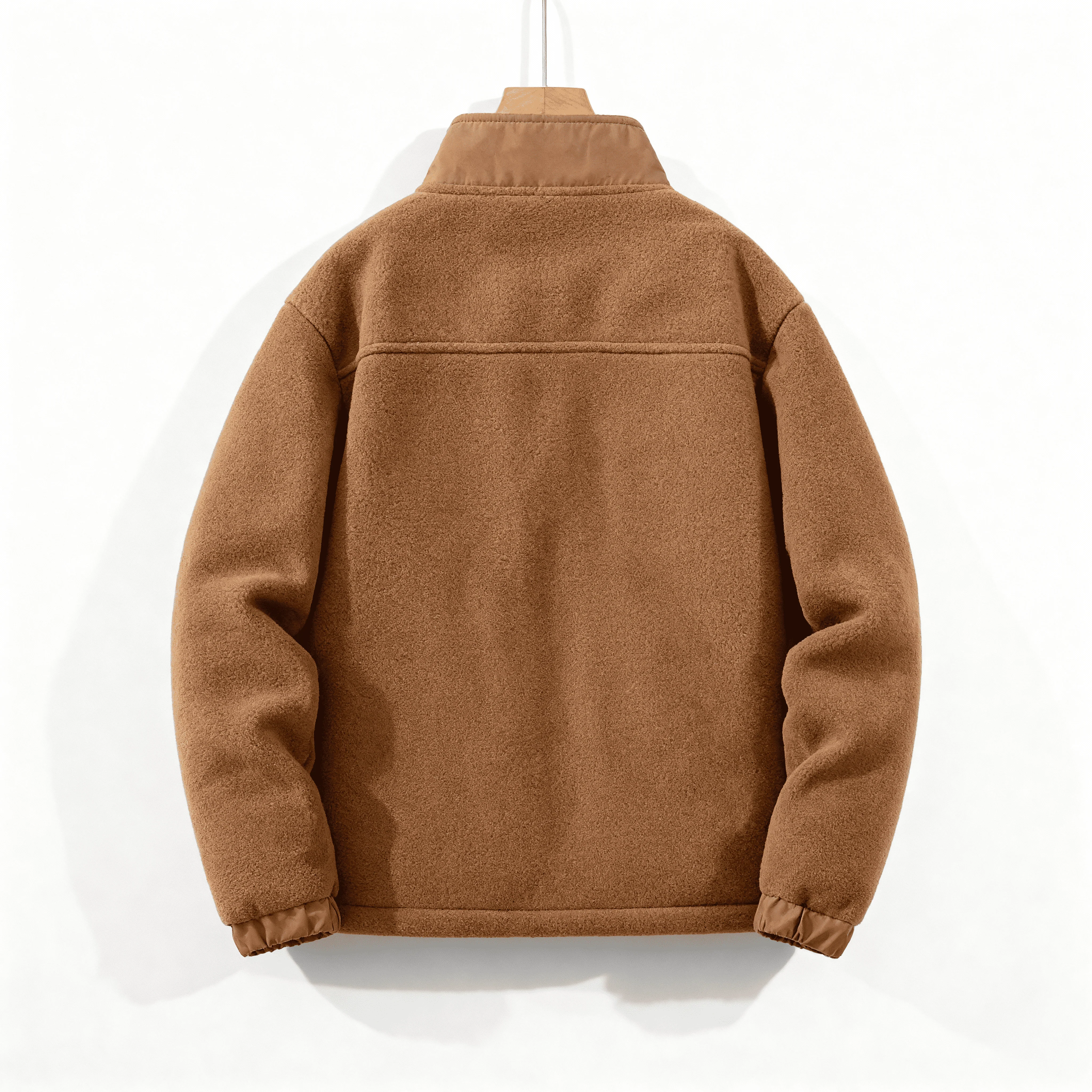 Veste doublée en polaire pour hommes – Veste épaisse à col montant avec fermeture éclair - Image 3