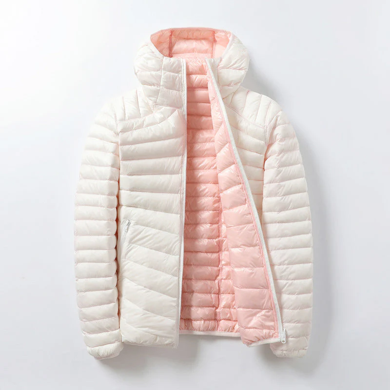 Veste Doudoune Ultra-Légère à Capuche Femme – Manteau Polyester Chaud Double Face - Image 2