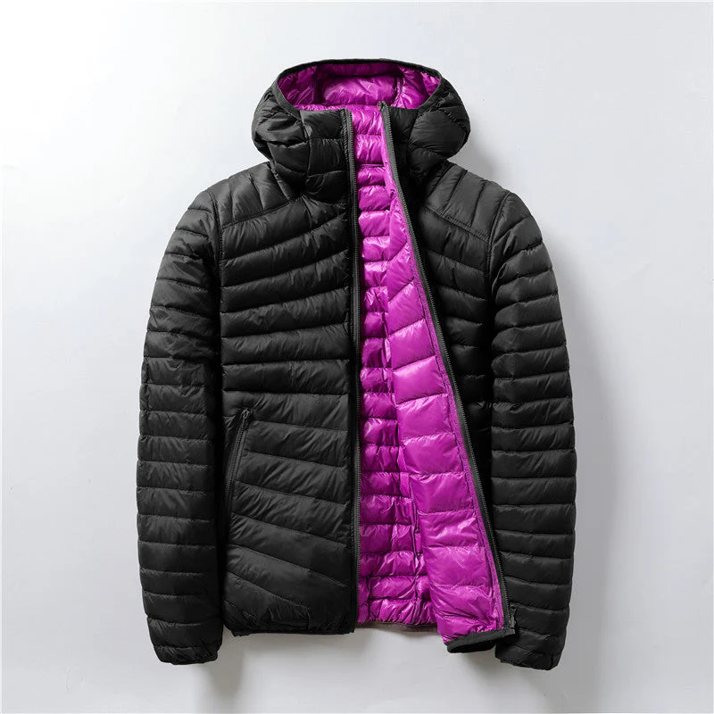 Veste Doudoune Ultra-Légère à Capuche Femme – Manteau Polyester Chaud Double Face - Image 3