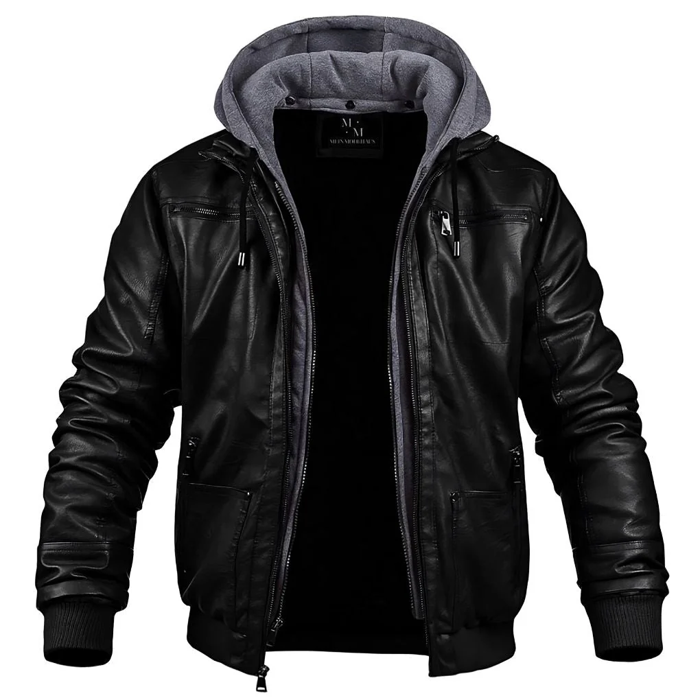 Veste en cuir d’hiver premium pour homme – Vêtement à capuche élégant - Image 3