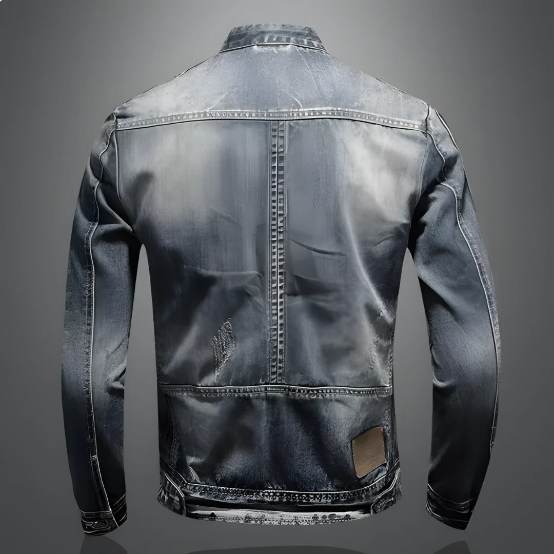 Veste en Jean Slim Homme – Veste Zippée Col Montant Stylée - Image 2