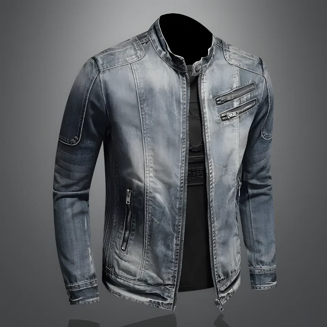 Veste en Jean Slim Homme – Veste Zippée Col Montant Stylée - Image 3