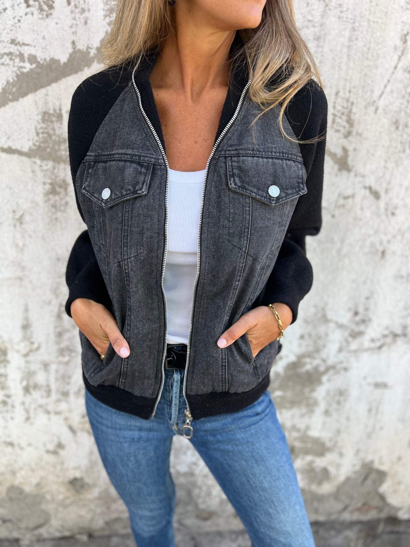 Veste Femme Hiver En Jean Avec Doublure Polaire Et Capuche - Image 10