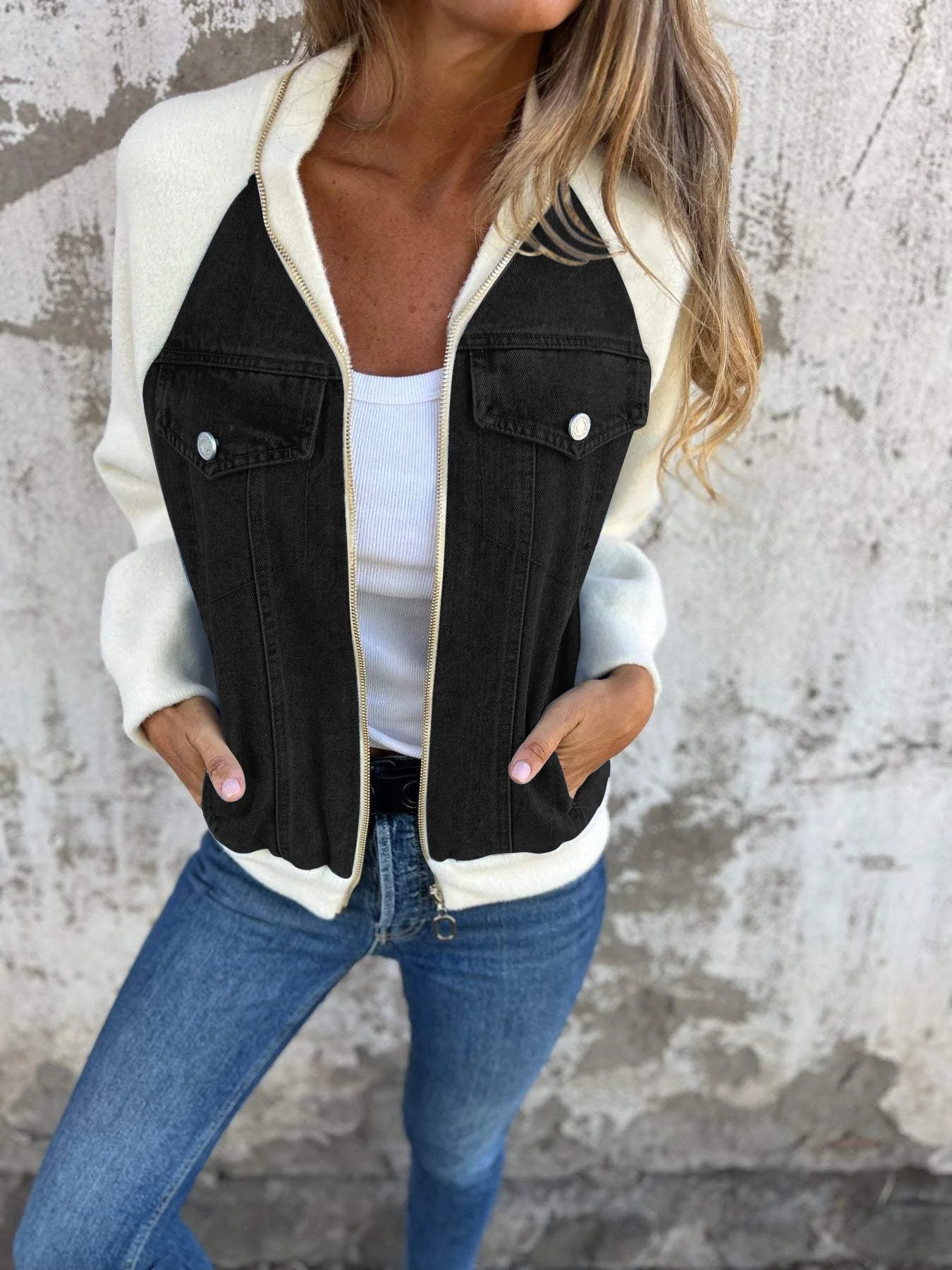 Veste Femme Hiver En Jean Avec Doublure Polaire Et Capuche - Image 2