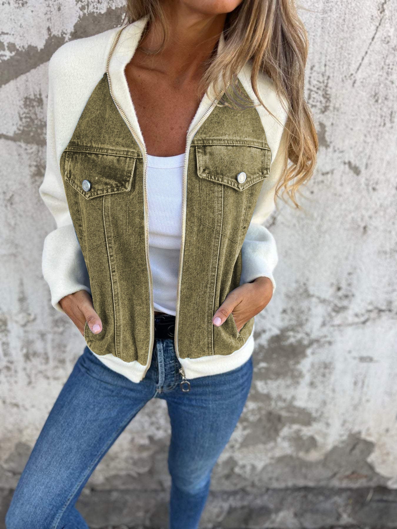 Veste Femme Hiver En Jean Avec Doublure Polaire Et Capuche - Image 3