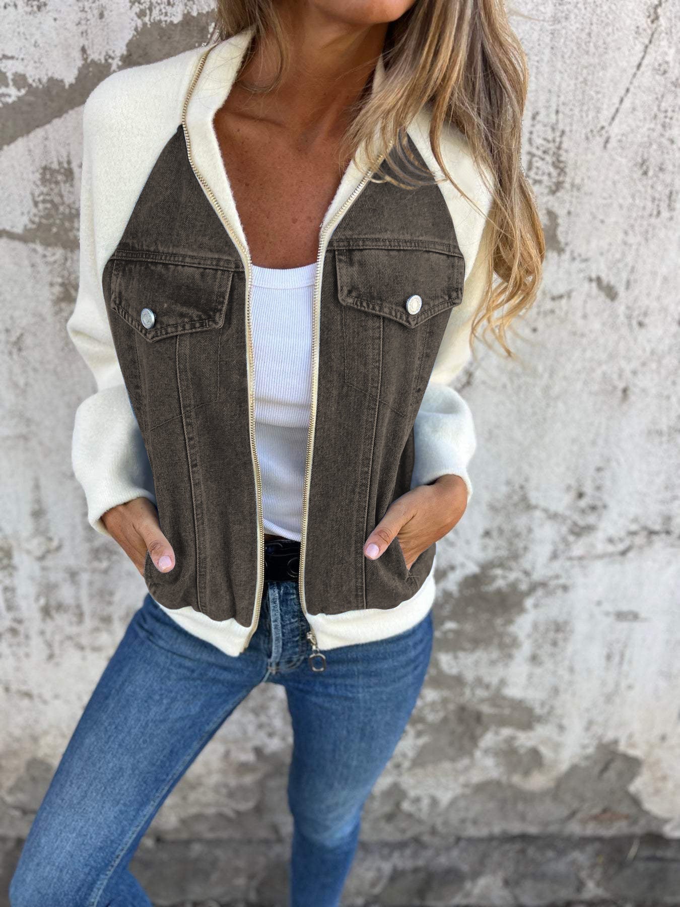 Veste Femme Hiver En Jean Avec Doublure Polaire Et Capuche - Image 7