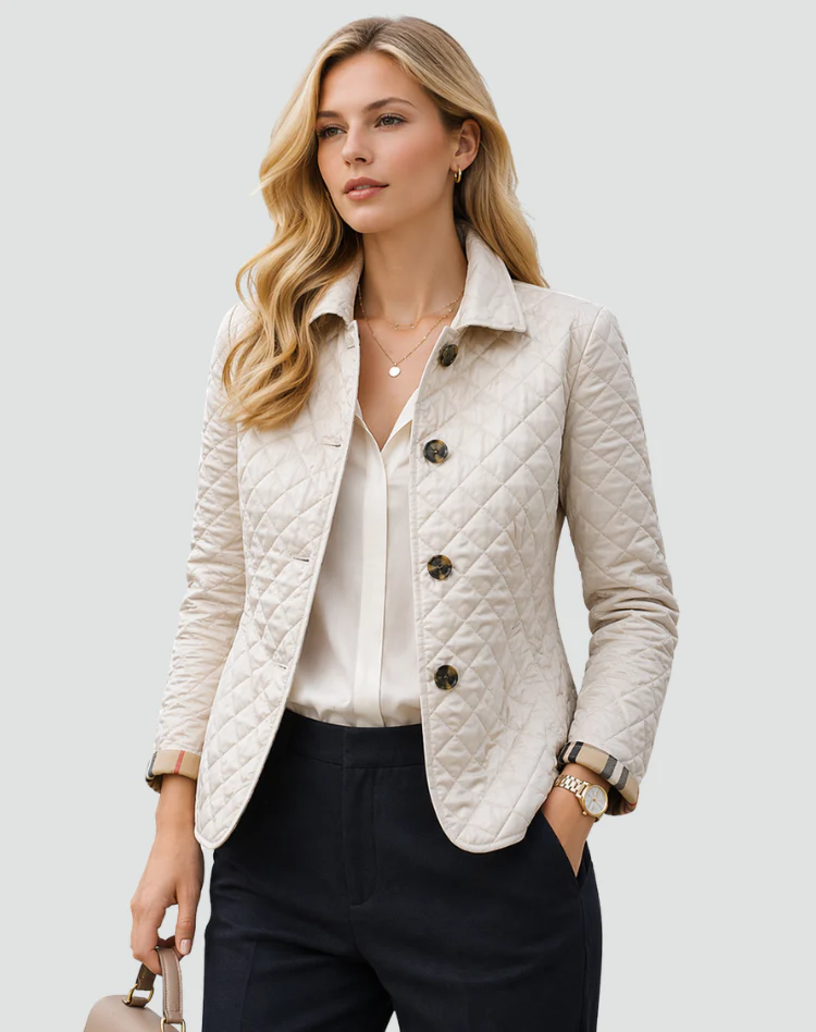 Veste femme matelassee a col et boutons - Elegante et pratique