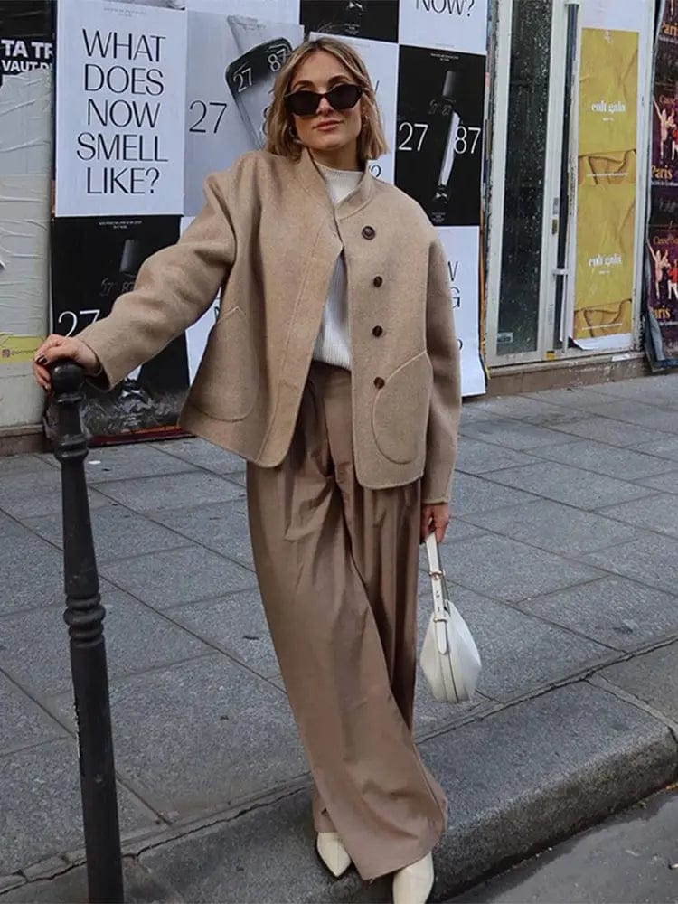 Veste Femme Oversize en Laine Premium – Boutons et Grandes Poches - Image 2