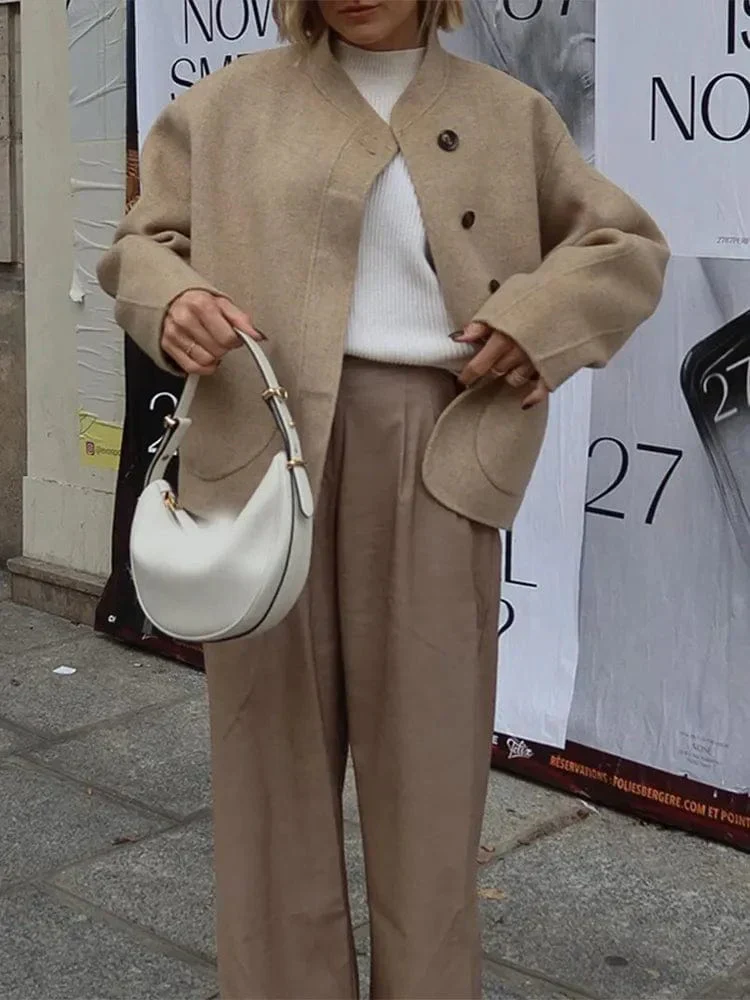 Veste Femme Oversize en Laine Premium – Boutons et Grandes Poches - Image 3