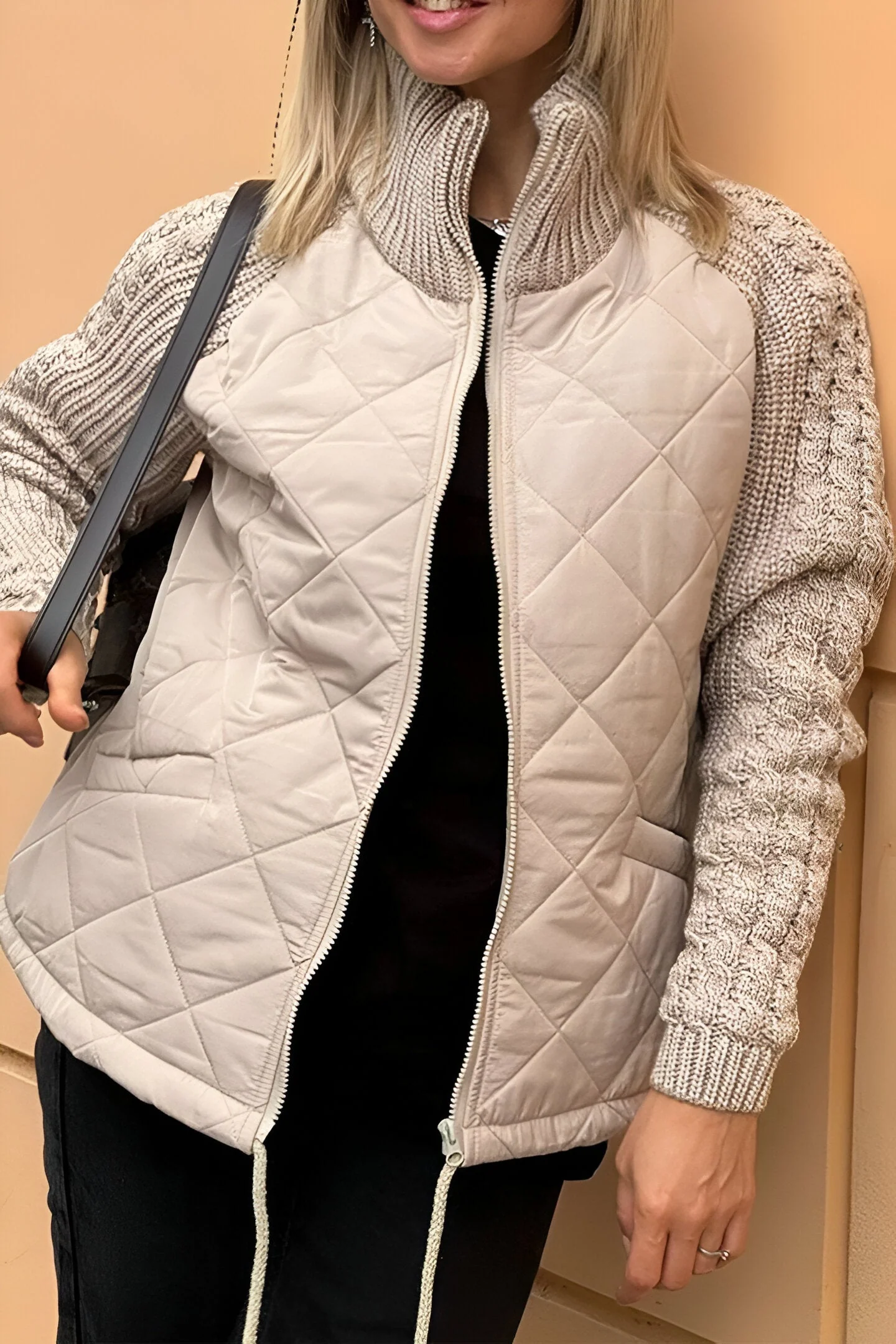 Veste Femme Tricotée Puffer Col Roulé Zippée - Image 3