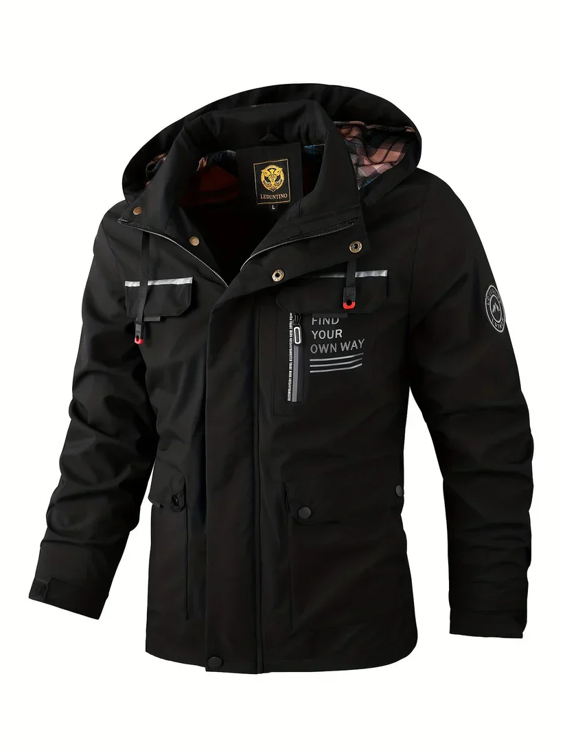 Veste Hivernale Imperméable à Capuche Hommes – Coupe-Vent Isolante Cargo veste - Image 4