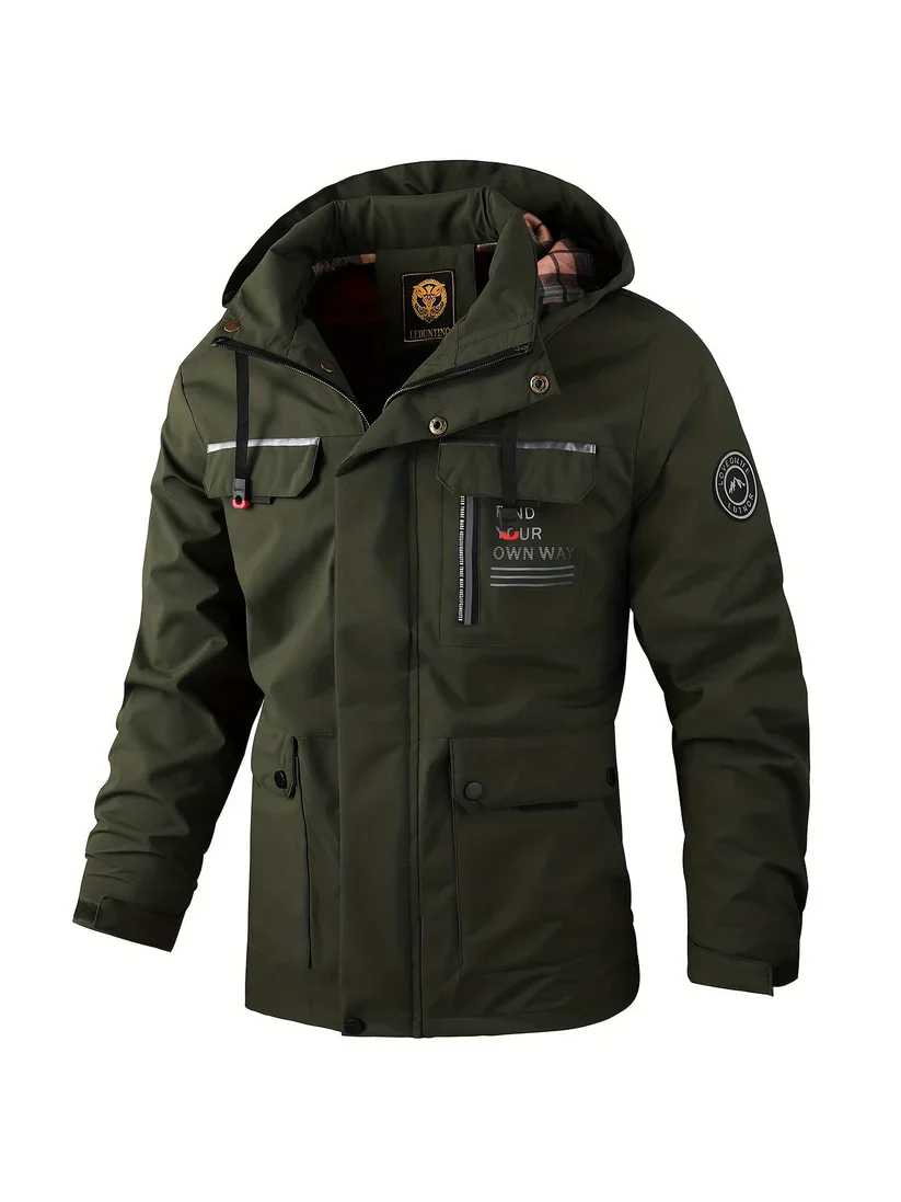 Veste Hivernale Imperméable à Capuche Hommes – Coupe-Vent Isolante Cargo veste - Image 7