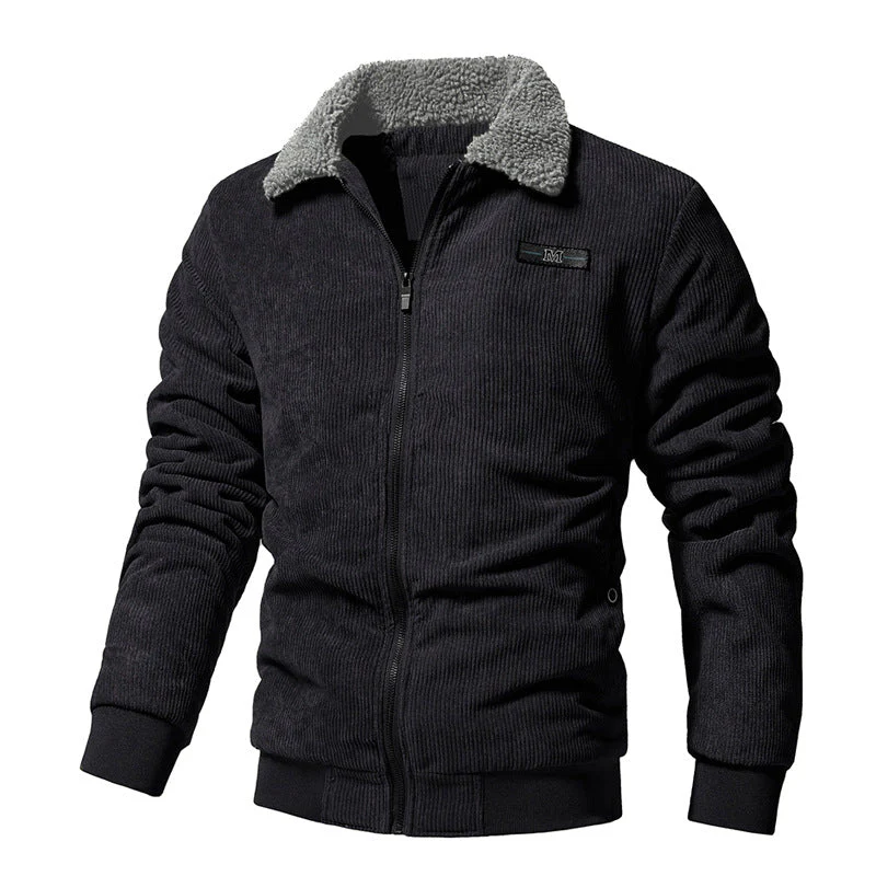 Veste Hivernale Matelassée en Côtelé Premium pour Homme – Col Sherpa Chaud - Image 2