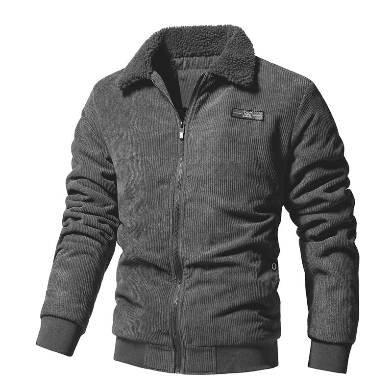 Veste Hivernale Matelassée en Côtelé Premium pour Homme – Col Sherpa Chaud - Image 3