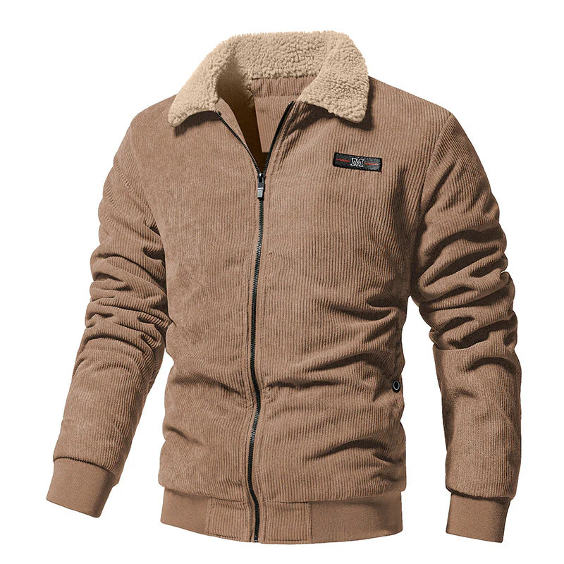 Veste Hivernale Matelassée en Côtelé Premium pour Homme – Col Sherpa Chaud - Image 4