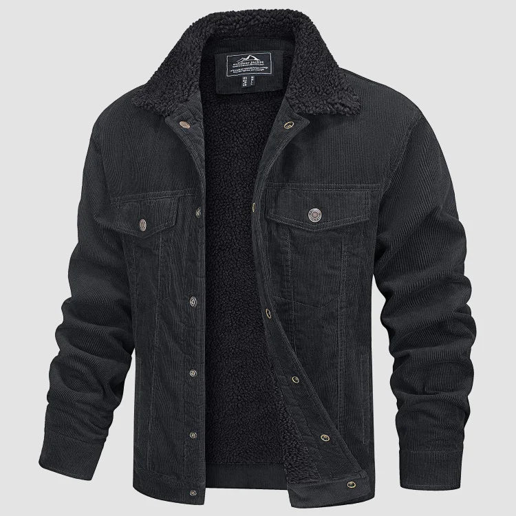 Veste Homme Élégante en Velours Côtelé Doublée Sherpa – Manteau Trucker Chaud - Image 2