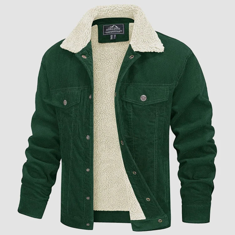 Veste Homme Élégante en Velours Côtelé Doublée Sherpa – Manteau Trucker Chaud - Image 3