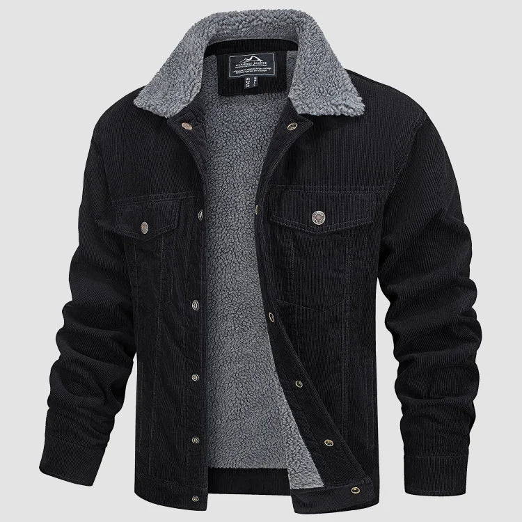 Veste Homme Élégante en Velours Côtelé Doublée Sherpa – Manteau Trucker Chaud - Image 5