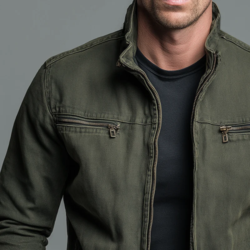 Veste homme en coton style vintage - Zippee et decontractee - Image 3