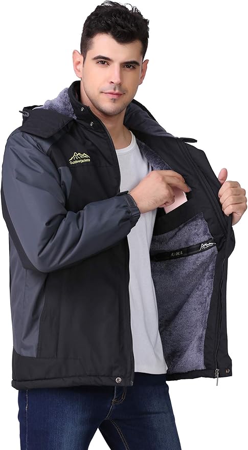 Veste Homme Premium Extérieur Doublée en Polaire – Manteau à Capuche Imperméable - Image 5