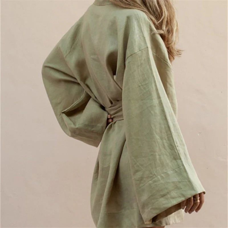 Veste Kimono Kaki pour Femme - Image 4