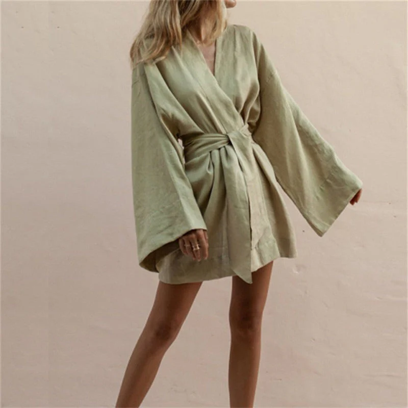 Veste Kimono Kaki pour Femme - Image 5