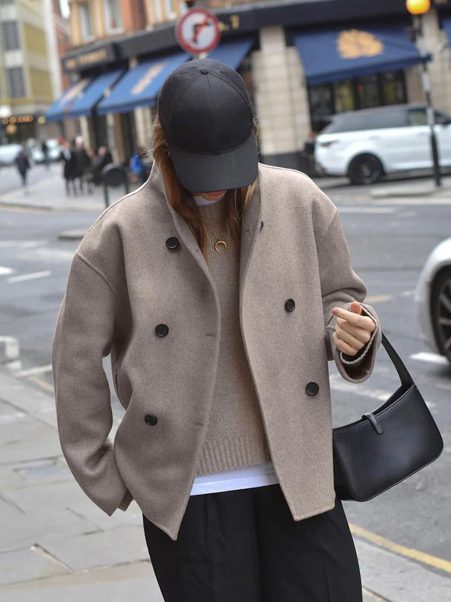 Veste Large Boutonnée pour Femme – Veste à Col Montant Tendance - Image 3