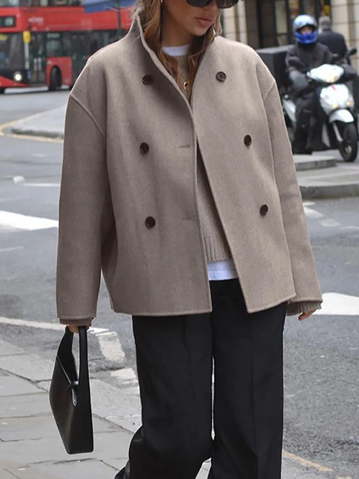 Veste Large Boutonnée pour Femme – Veste à Col Montant Tendance - Image 5