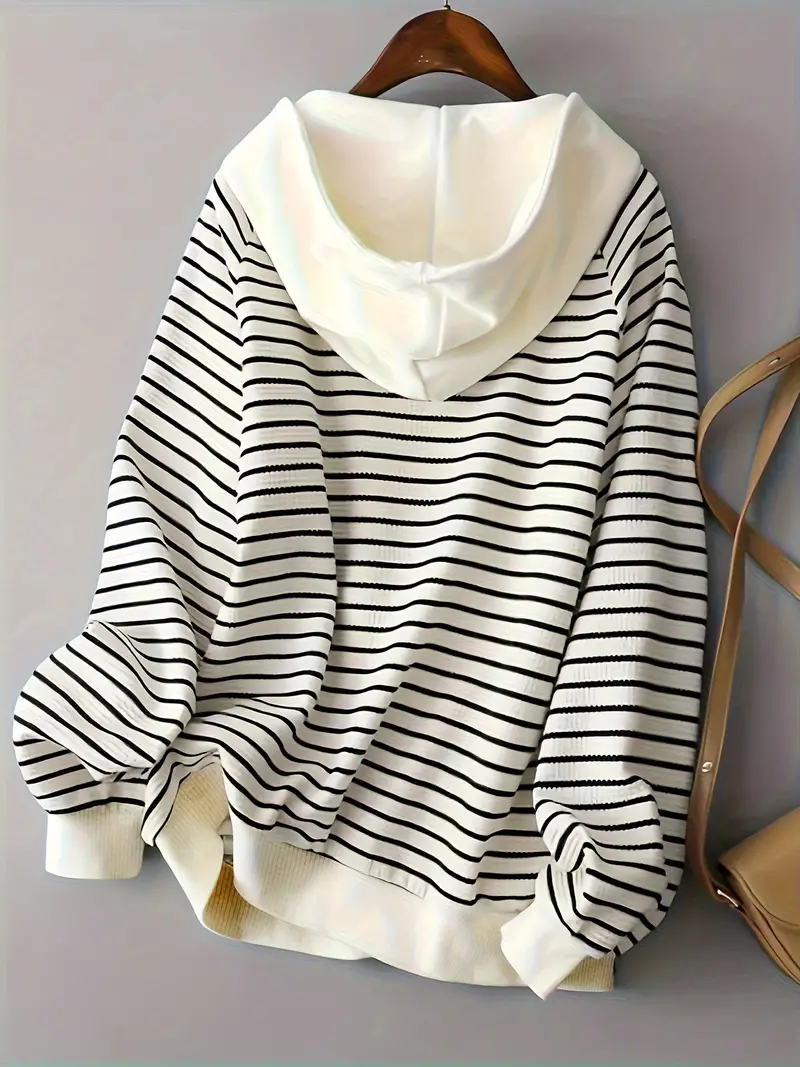 Veste légère à capuche rayée pour femme – Tenue décontractée confortable - Image 2