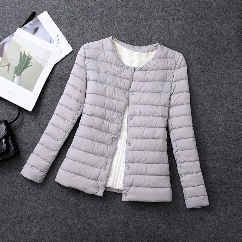 Veste légère isolante pour femme – Vêtement intérieur court à col rond - Image 2