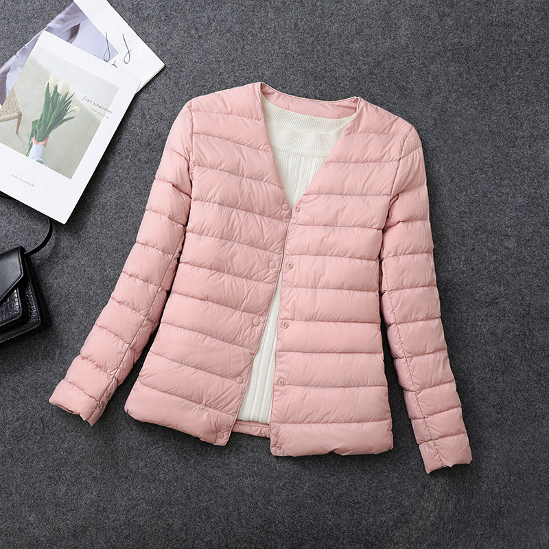 Veste légère isolante pour femme – Vêtement intérieur court à col rond - Image 3