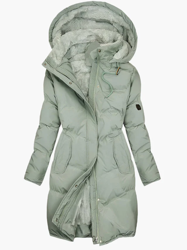 Veste Longue Matelassée à Capuche Femme – Chaude Légère et Coupe-Vent Hiver