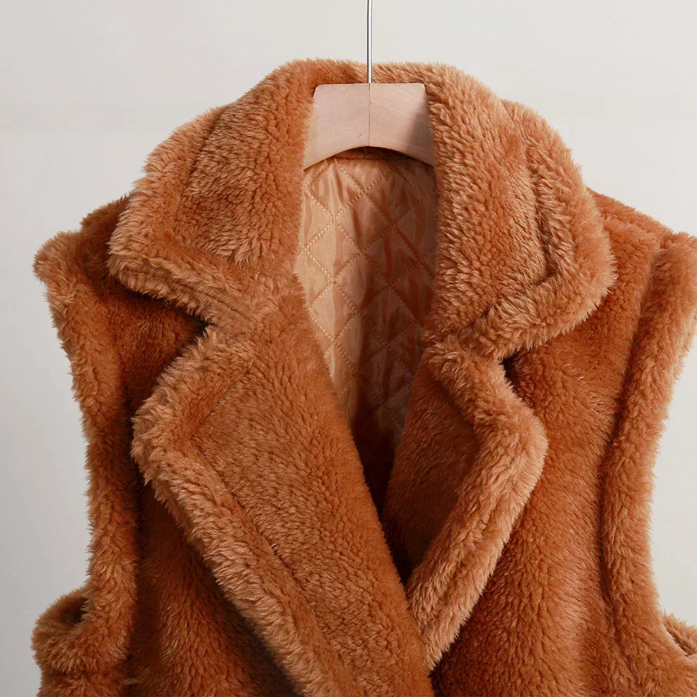 Veste Longue Sans Manches à Boutonnage Double pour Femme - Image 2