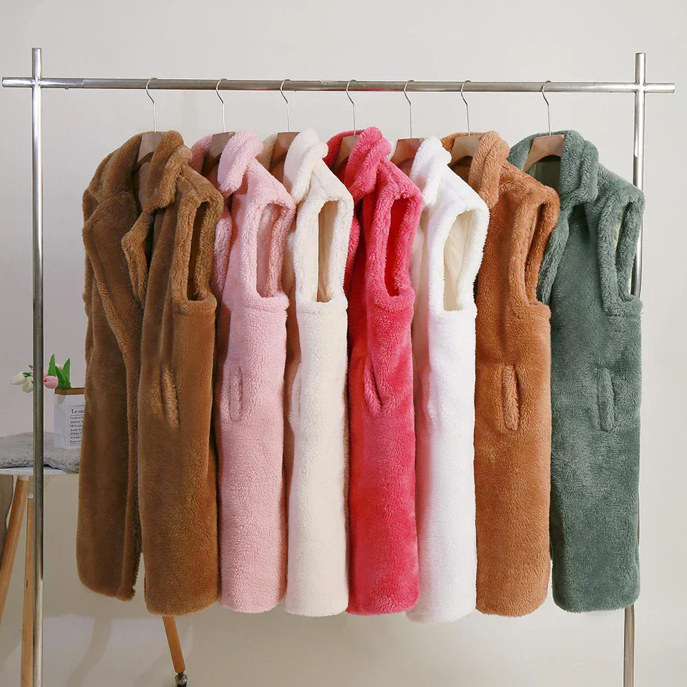 Veste Longue Sans Manches à Boutonnage Double pour Femme - Image 3