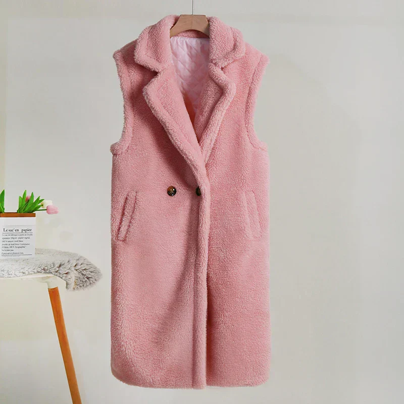 Veste Longue Sans Manches à Boutonnage Double pour Femme - Image 7