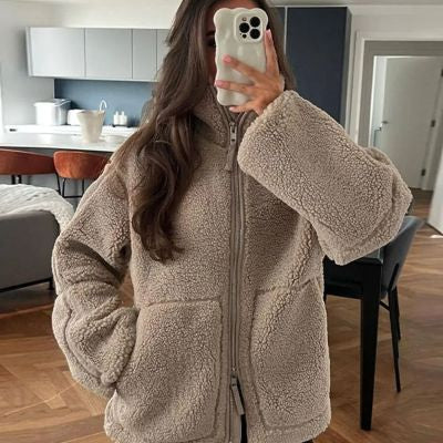 Veste polaire à col à revers pour femmes – Outwear décontracté uni avec poches - Image 13