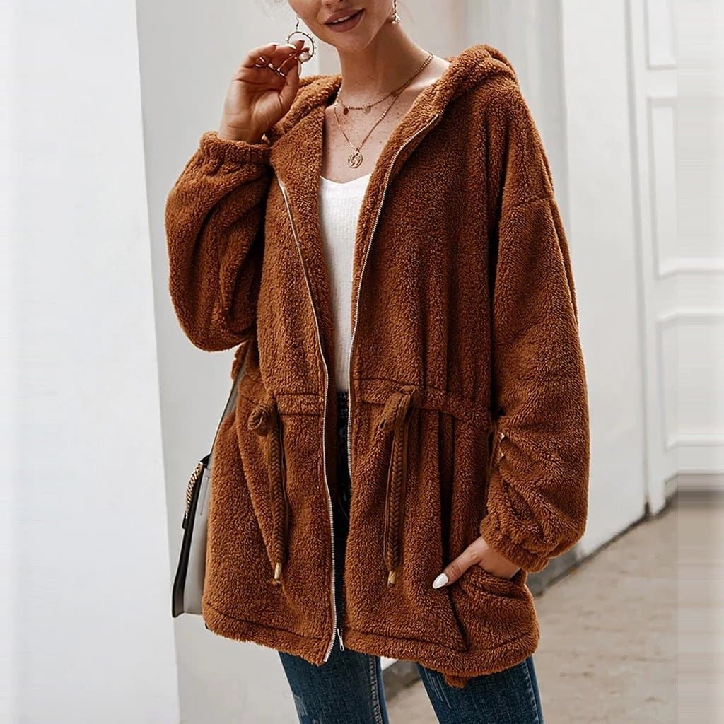 Veste Polaire Épaissie Oversize Femme avec Capuche – Confort Élégant pour l’Hiver - Image 2