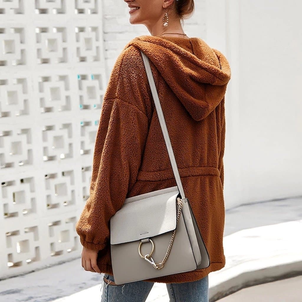 Veste Polaire Épaissie Oversize Femme avec Capuche – Confort Élégant pour l’Hiver - Image 3