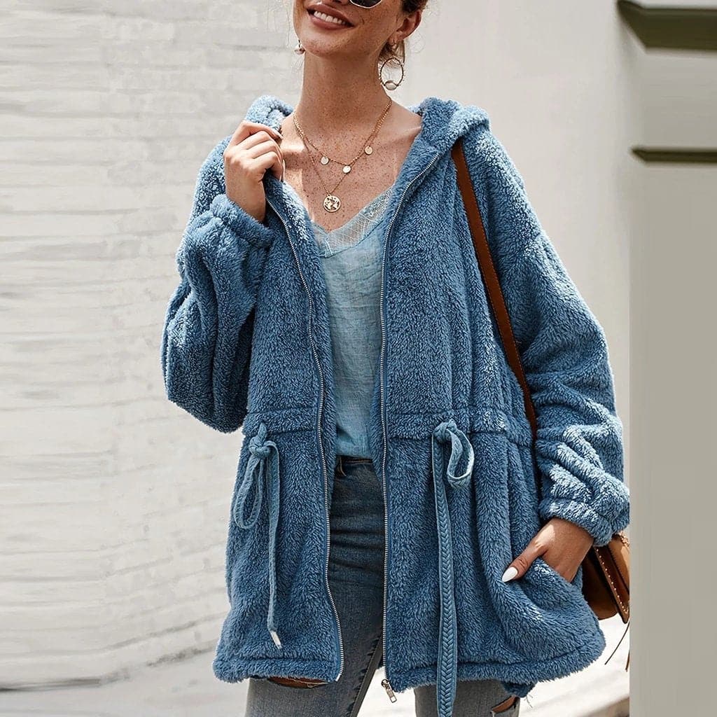 Veste Polaire Épaissie Oversize Femme avec Capuche – Confort Élégant pour l’Hiver - Image 4