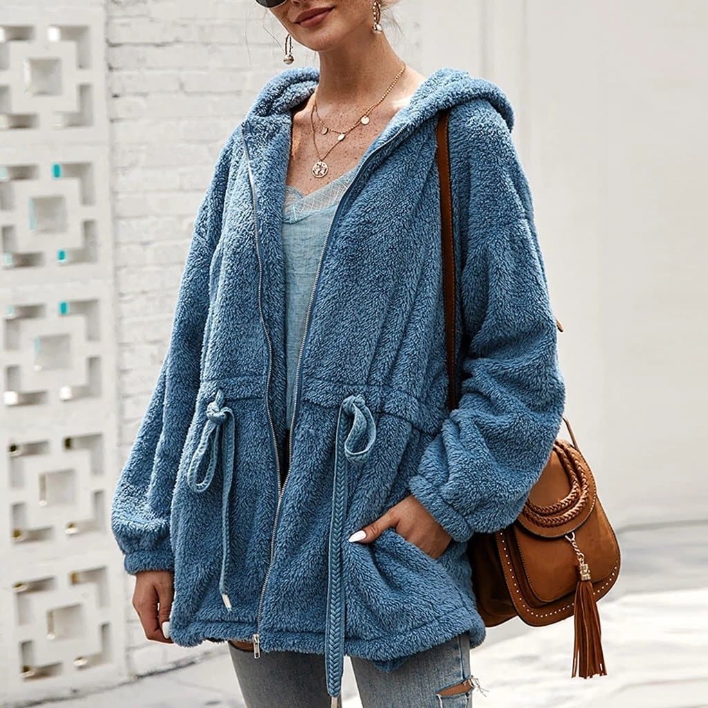 Veste Polaire Épaissie Oversize Femme avec Capuche – Confort Élégant pour l’Hiver - Image 5