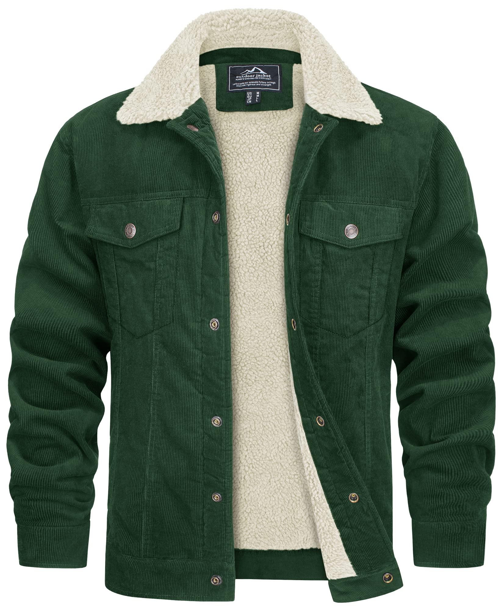 Veste pour Homme Style Velours Côtelé Résistante aux Intempéries – Manteau Doublé Teddy - Image 6
