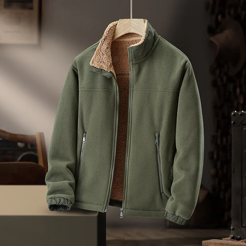 Veste Premium pour Homme en Laine d’Agneau Doublée Polaire – Col Montant zippé - Image 2